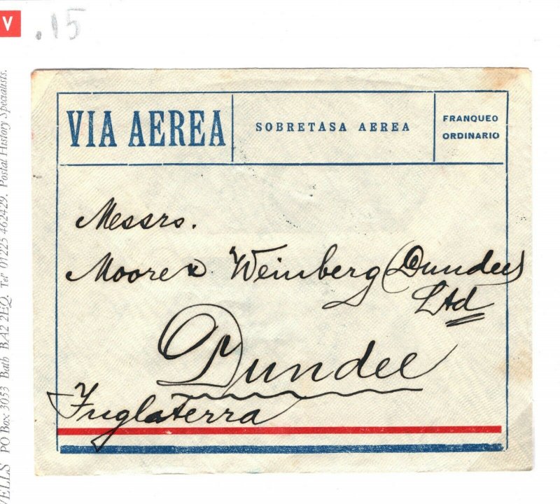 PARAGUAY Cover Air Mail SUPER CLEAN USAGE GB Scotland Dundee 1932{samwells}SV15