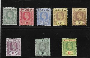 St Lucia Sc #57-63 complete set of 7 with extra shade of 3p LH VF