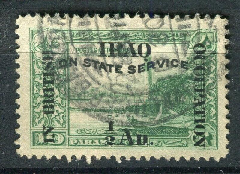 IRAQ; 1920 BRITISH OCC. SERVICE Optd. issue used 1/2a. value + good POSTMARK