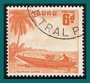 Nauru 1954 Canoe, 6d used  #43,SG52