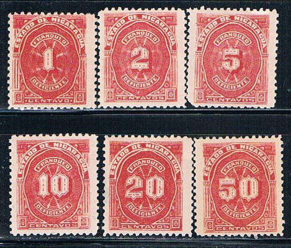 Nicaragua J36-41 LH set Numeral (N0136)+