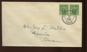 Guam Scott M1 Used Pair of 2 Stamps on First Day Cover APR 8 1930 (Guam M1-FDC)