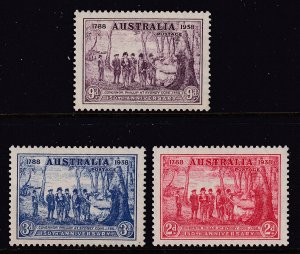 Sc 163 / 165 Australia 1937 150 Anniversary NSW complete MNH set CV $34. Stk #2