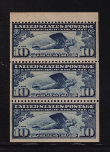 1928 Lindbergh booklet pane of 3 10c blue Sc C10a MNH CV $115 (JK