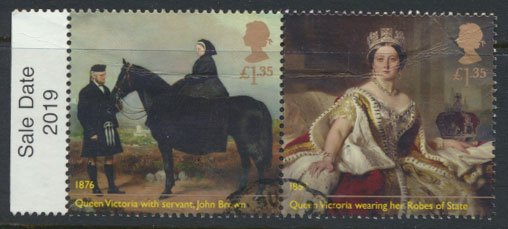 GB Used 2019 Queen Victoria Anniversary £1.35 se-tenant pair see scan for de...