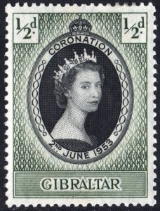 Gibraltar SC#131 ½d Coronation of Queen Elizabeth II (1953) MH