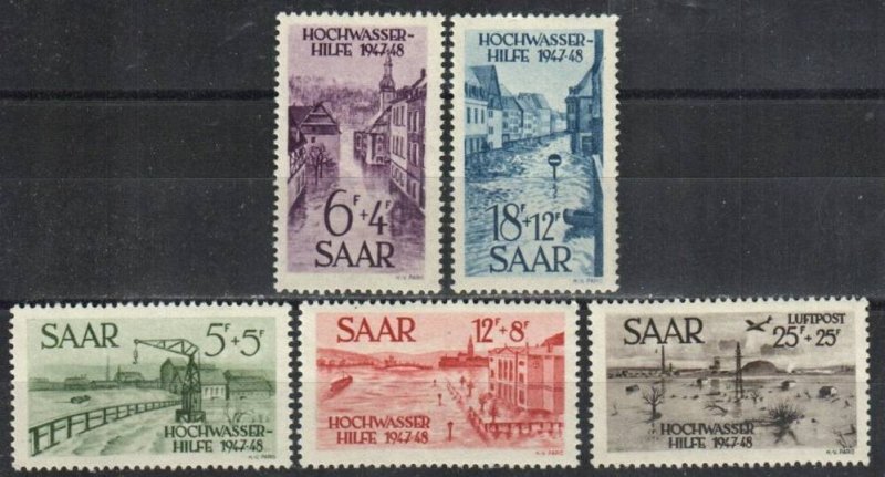 Saar Stamp B61-B64, CB1  - Various flood scenes