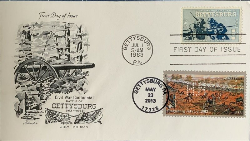 HNLP Hideaki Nakano AM 1180 4788 Gettysburg Civil War Double First Day Cover