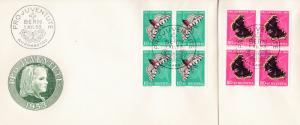 Switzerland 1953 Pro Juventute Complete (5) Blocks of Four on 5 First Day Covers