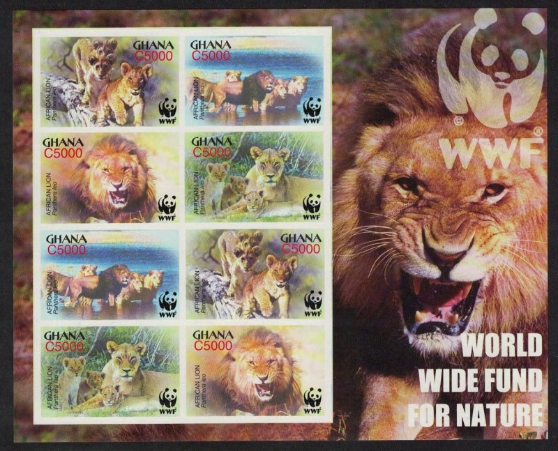 Ghana WWF African Lion MS Imperf 2004 MNH SC#2433 a-d SG#MS3436 MI#3701-3704