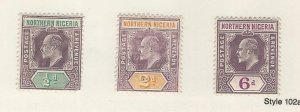 Northern Nigeria, Postage Stamp, #19a, 21, 24 WMK 3Mint Hinged, 1905, JFZ