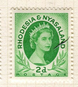 RHODESIA/NYASALAND; 1954 early QEII issue Mint hinged 2d. value