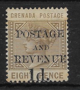 GRENADA SG46 1891 1d ON 8d GREY-BROWN MTD MINT