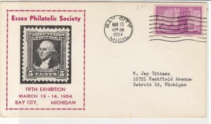 U. S. 1954 Essex Philatelic Society 6th Ex Stamp Illust. Ship Stamp Cover  37593