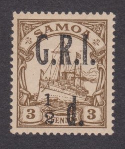 GRI Samoa 1914 Brown SG101 -  ½ d on 3d GRI surcharge overprint