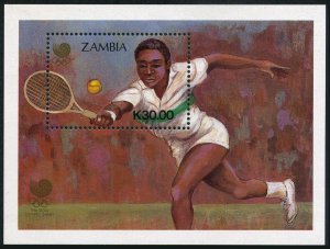 Zambia 460, MNH. Michel 468 Bl.16. Olympics Seoul-1988. Tennis.