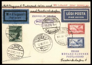 Austria Hungary 1931 Graf Zeppelin Si118 Vienna Return 4 Known Cover 99810