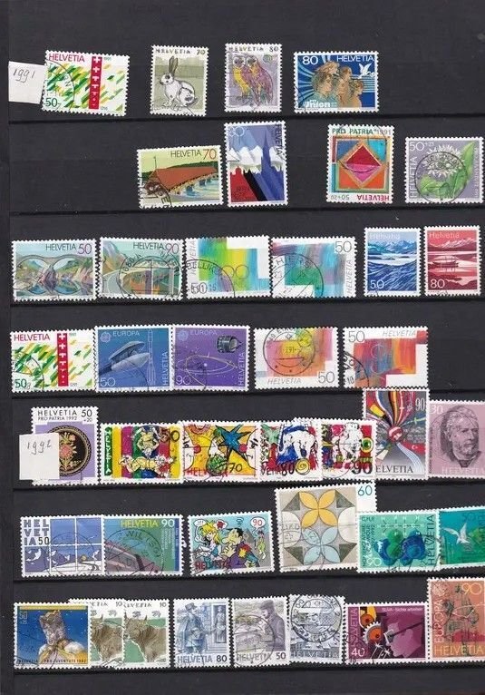 Switzerland lot of 870+ different used stamps from 1862 to 1997 (no album)