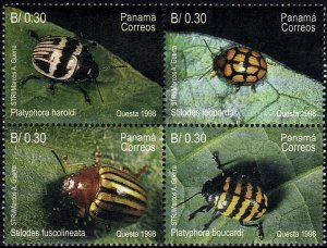 PANAMA Beetles Sc 870 Block of 4 MNH 1998
