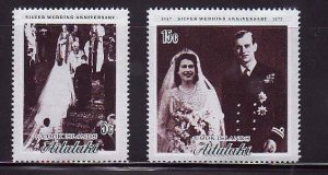 Aitutaki-Sc#51-2- id7-unusd NH set -QEII-25th Wedding-1972-