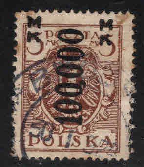 Poland Scott 200 used surcharged stamp