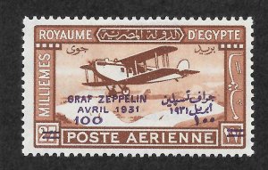 Egypt Scott C4 Unused HROG - 1931 100m on 27m Zeppelin Flight Overprint