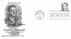 1990 FDC, #2187, 40c Claire L. Chennault, Art Craft & Art Craft/PCS