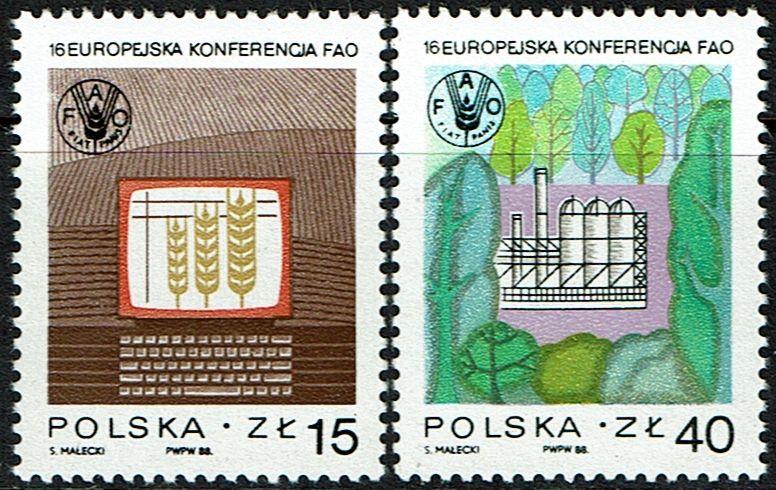 Poland Scott 2862-63 (SW 3159-60) MNH (1988) European FAO Conference