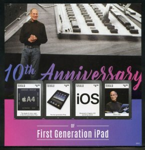 TUVALU 2020 10th ANNIVERSARY OF THE FIRST iPAD STEVE JOBS SHEET MINT NH