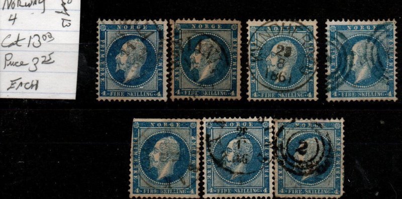 Norway 4 Perf. 13. Used