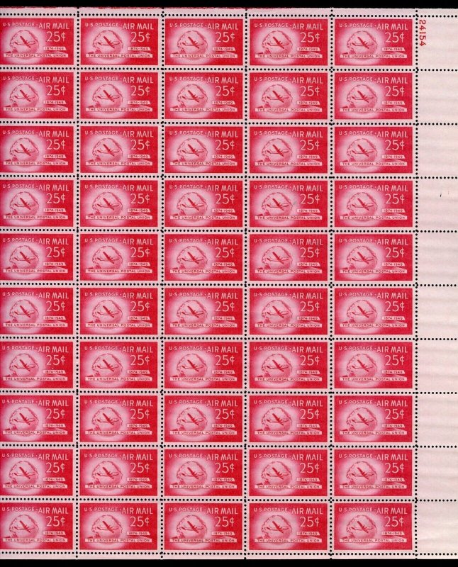 UNITED STATES SCOTT #C44 25c UPU SHEET OF 50 MINT NH