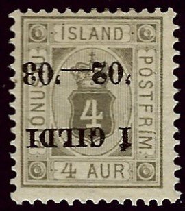 Iceland SC O21b Inverted Mint F-VF SCV$45.00...Worth it to fill a Great Spot!