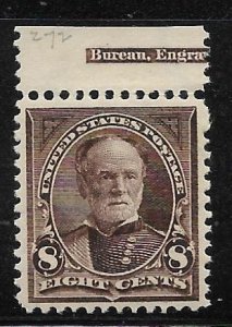 United States - Scott #272 8c Sherman Violet brown F VF Unused (MH)