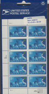 Scott 3354 - NATO. Left Hand Block Of 10. MNH. OG.  #02 3354b10