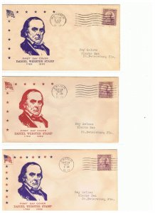 Lot of 9 Daniel Webster First Day covers different John Gill cachets  Scott #725