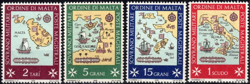 SMOM Sovereign Miltary Order of Malta #23-26  MNH - Maps (1968)