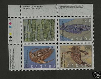 CANADA 1990 ,PREHISTORIC LIFE IN CANADA MNH P.Bl UL # 1282a