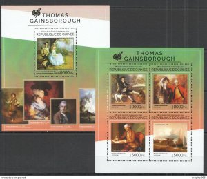 2014 Guinea Art Paintings Painters Thomas Gainsborough Kb+Bl ** Stamps St725