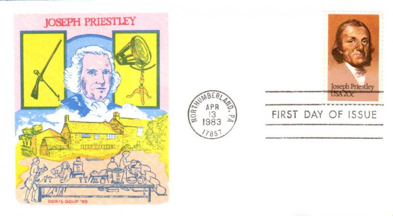 #2038 Joseph Priestley Doris Gold FDC