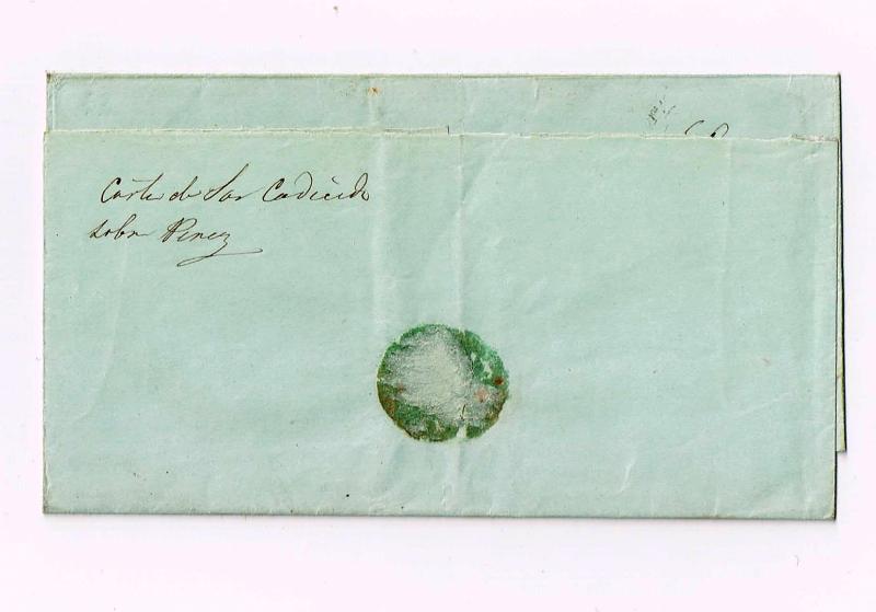 R) 1847 CHILE COLONIAL ENVELOPE WITH LETTER OF FRANCA, DE SANTIAGO TO COPIAPO