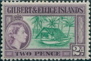 Gilbert & Ellice Islands 1956 SG66 2d Canoe and Boat-house QEII MLH