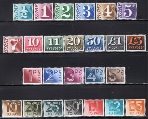 GB 1970-1982 Postage Due Sets MNH #J79-91, 92-103