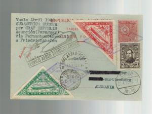 1932 Paraguay Graf Zeppelin Cover to Herman Sieger Lorch Germany  LZ 127