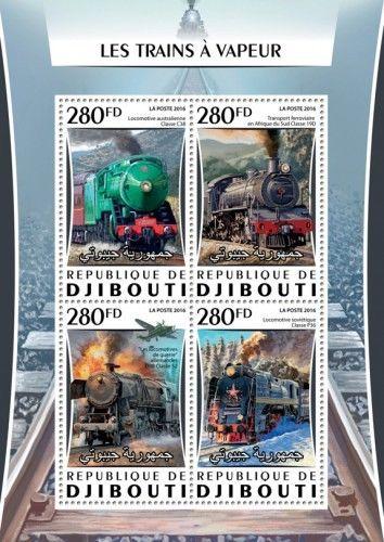 Djibouti Classic Steam Trains Locomotives Railroads Transport MNH stamp set