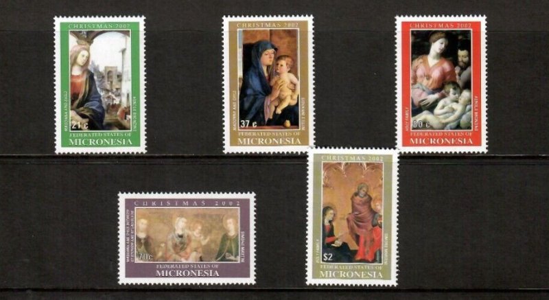 Micronesia 2002 - Christmas Art - Set of 5 Stamps - Scott #509-13 - MNH