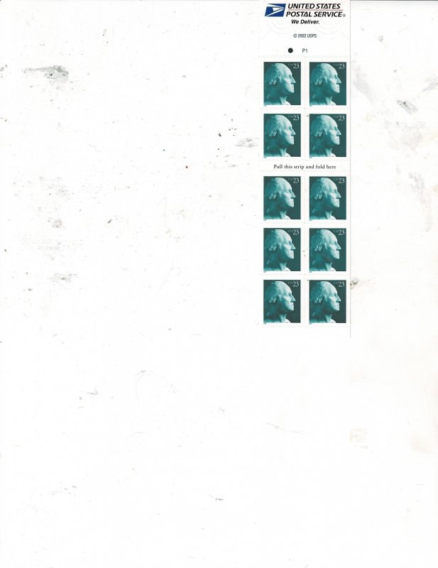 George Washington 23c Postage Postcard Booklet of 10 stamps #3618c VF MNH