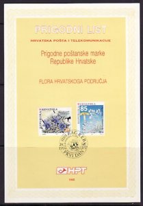 Croatia, Scott cat. 130-131. Flowers issue. Postal Bulletin. First day. ^