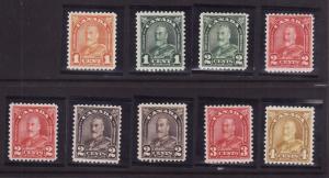 Canada-Sc#162-8-Unused KGV Arch/Leaf group-OG NH except #163 is hinged-1930-31-