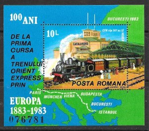 ROMANIA Sc 3165 NH SOUVENIR SHEET OF 1983 - TRAIN