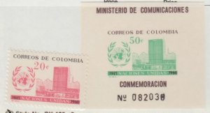 Colombia Scott #724-725 Plate #082038 Stamp - Mint Set